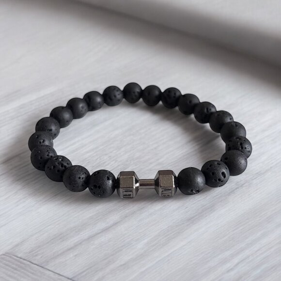 Natural Dumbbell Stone Men Bracelet - Picture 1 of 3